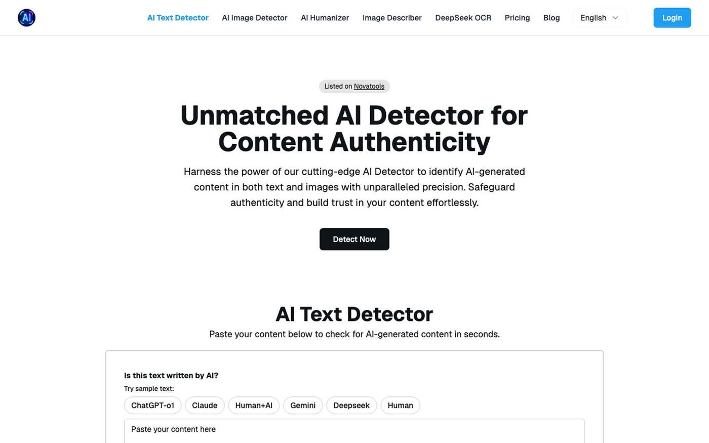 AI Detector - Reliable AI Checker for ChatGPT,Claude & DeepSeek | AI Detector — screenshot