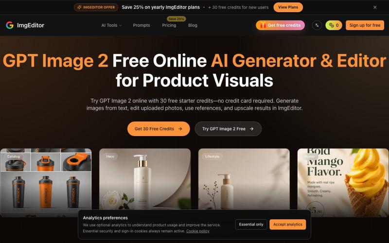 GPT Image 2 Free Online | AI Generator & Editor | ImgEditor — screenshot