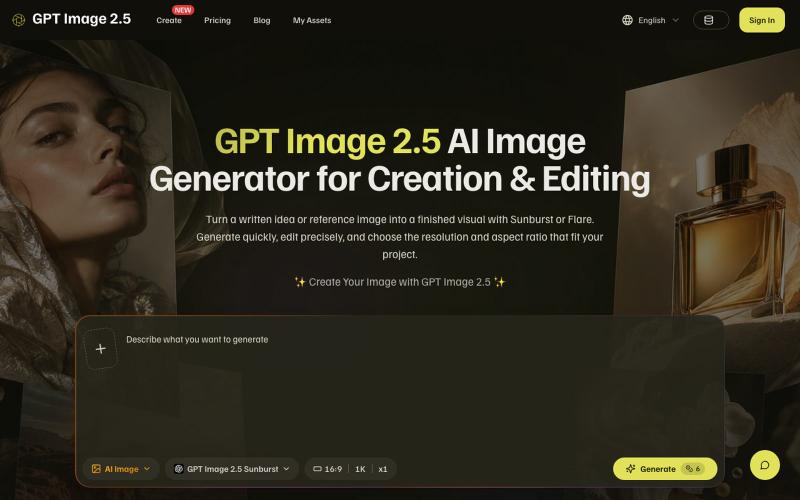 GPT Image 2.5 AI Image Generator for Creation & Editing — screenshot