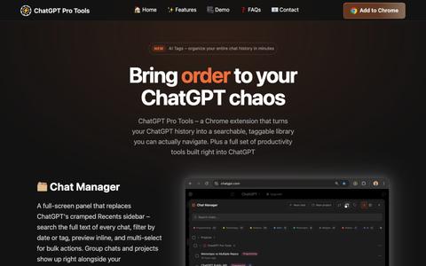 ChatGPT Pro Tools – Chat Manager for ChatGPT with AI Tags — screenshot