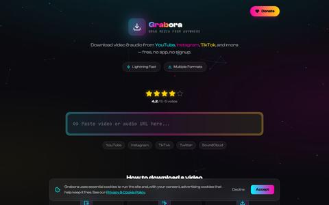 Grabora — Free Video & Audio Downloader (YouTube, TikTok, Instagram) — screenshot