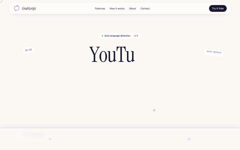 GrabScript — Free YouTube Transcript Generator | Instant Captions & Subtitles — screenshot