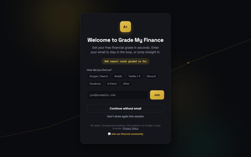 Grade My Finance | Free Financial Grade Calculator — screenshot
