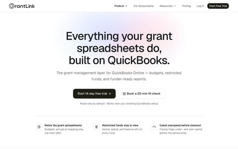 QuickBooks Grant Management & Budget Tracking Software | GrantLink — screenshot