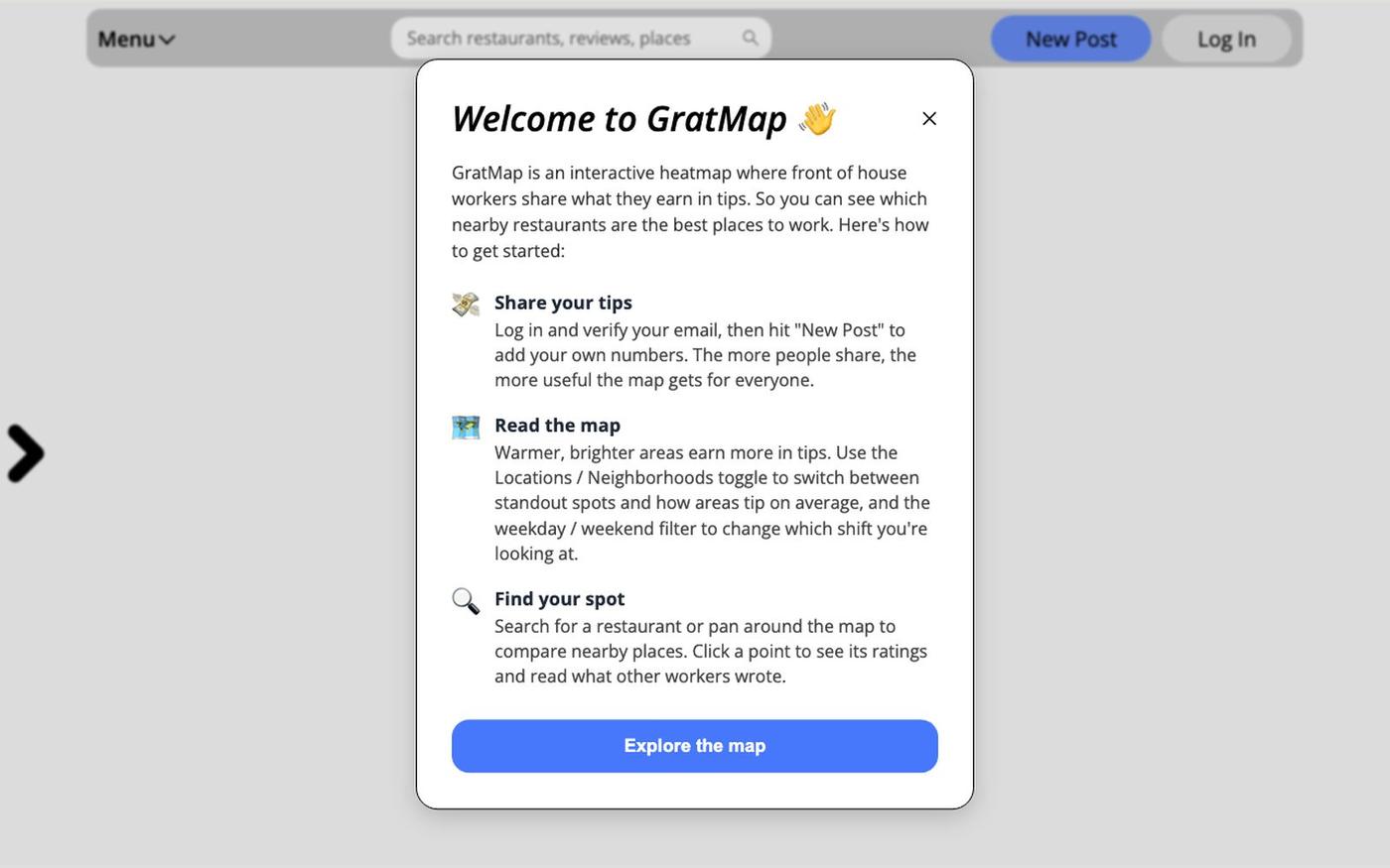 GratMap - the gratuity map for servers & bartenders — screenshot