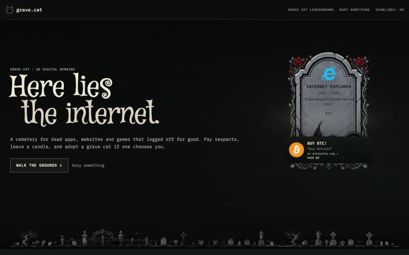 grave.cat — the internet cemetery — screenshot