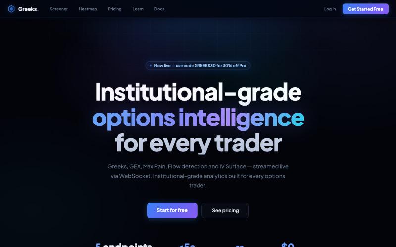 Greeks — Real-Time Options Analytics for Traders — screenshot