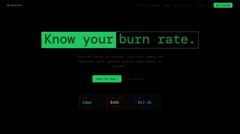 Greenline — Burn Rate & Runway Tracking for Startups — screenshot