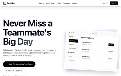 Work Birthday & Anniversary Reminders | GreetIGo — screenshot