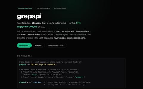 grepapi — affordable, CLI agent-first SerpApi alternative — screenshot