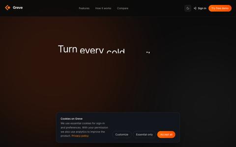 Greve | AI-Powered B2B Outreach Pages, Open Tracking & Follow-ups — screenshot