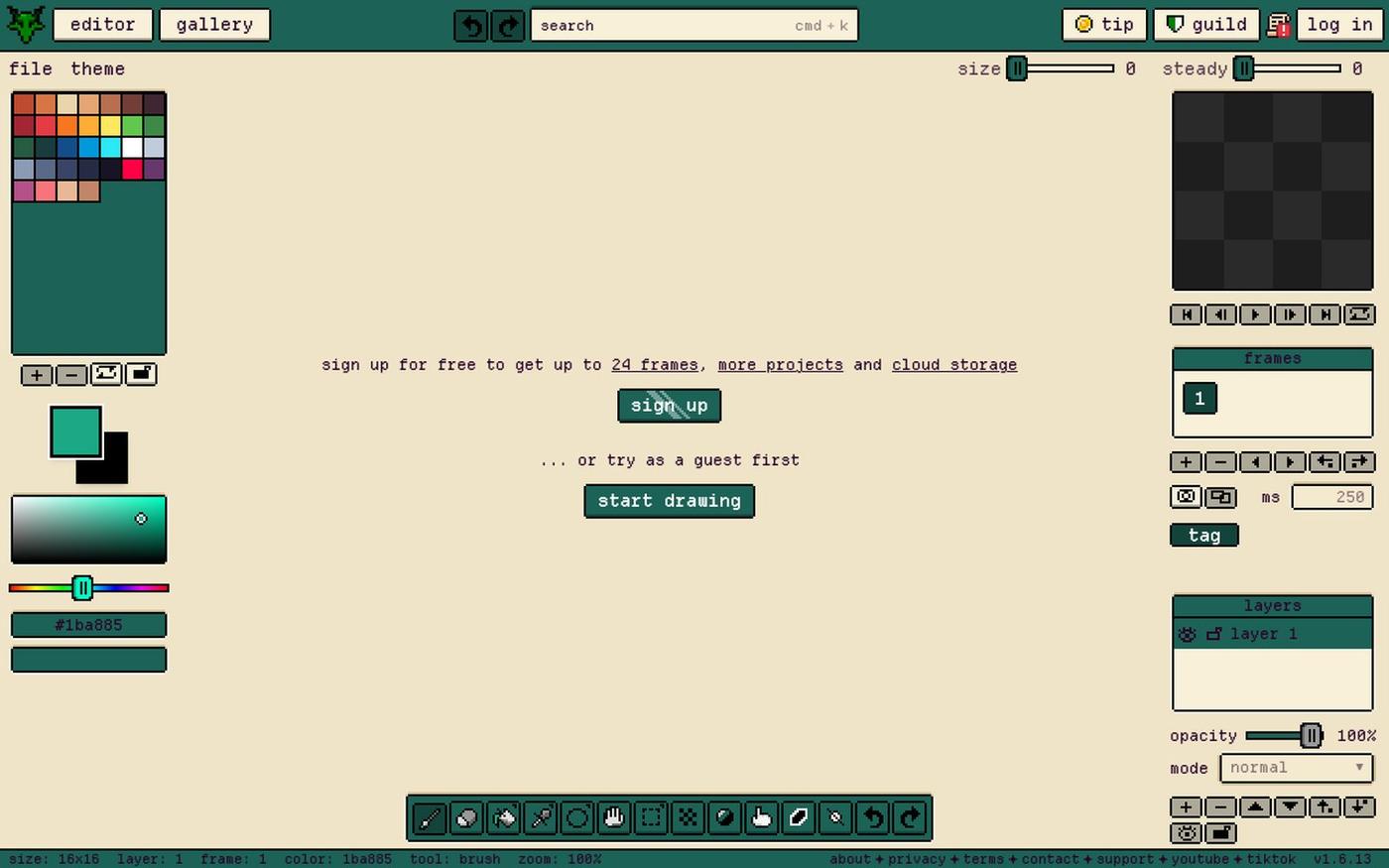 Gribble - Free Online Pixel Art Editor | Create Pixel Art & Sprites — screenshot