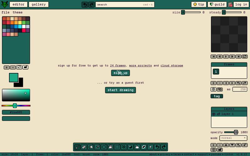 Gribble - Free Online Pixel Art Editor | Create Pixel Art & Sprites — screenshot