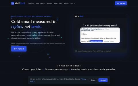 Cold Email for Recruiters: Replies, Not Sends | GridMail — screenshot