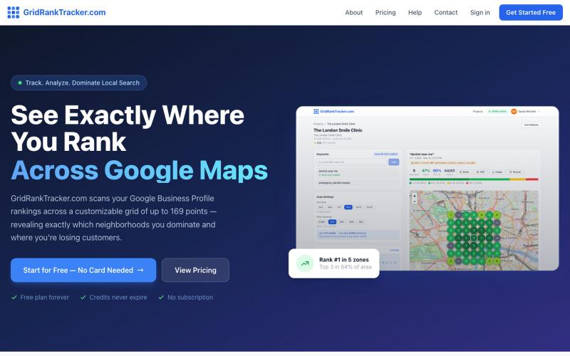 GridRankTracker.com — Google Maps Rank Tracker for Local SEO — screenshot