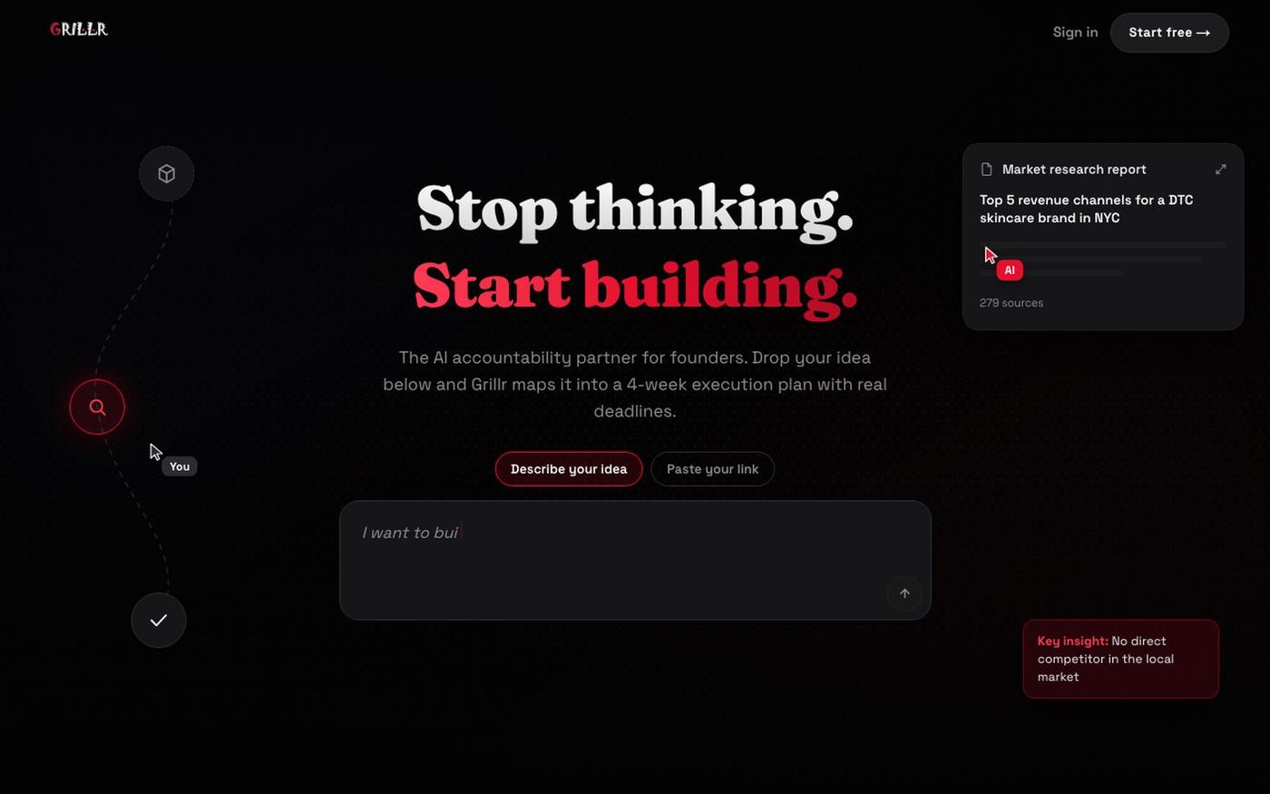 GRILLR: The AI Accountability Partner for Founders — screenshot