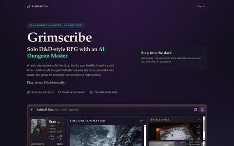 Grimscribe - solo D&D-style RPG with an AI Dungeon Master — screenshot