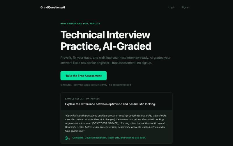 GrindQuestionsAI — AI-Graded Technical Interview Practice & Prep — screenshot