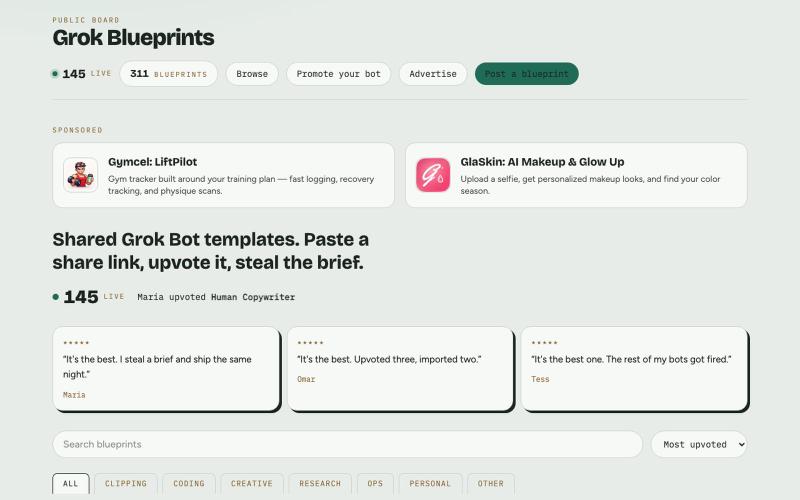 Grok Blueprints — screenshot