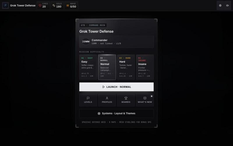 Grok Tower Defense (GTD) — Free Online SpaceXAI Tower Defense | groktowerdefense — screenshot