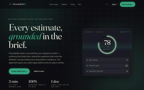 GroundedIQ — AI scoping & alignment reports for teams — screenshot