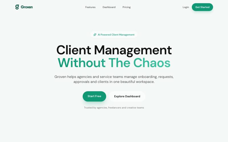 Groven — Client Management Without The Chaos — screenshot