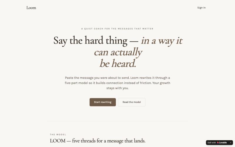 Loom — rewrite messages for closer relationships — screenshot