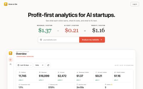 Grow or Die — Profit analytics for AI startups — screenshot
