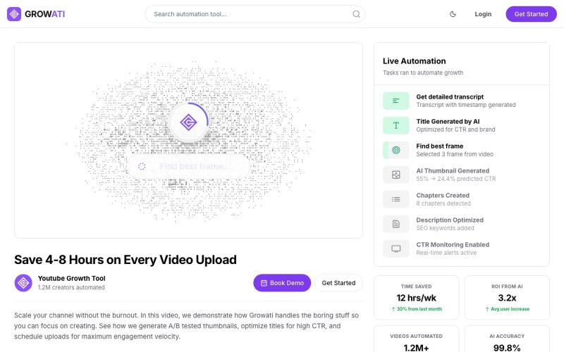 Growati | YouTube Automation Tool for Thumbnails, Titles, Descriptions & Chapter — screenshot