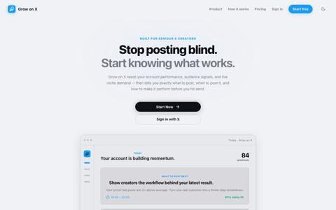 Grow on X - Creator intelligence — screenshot