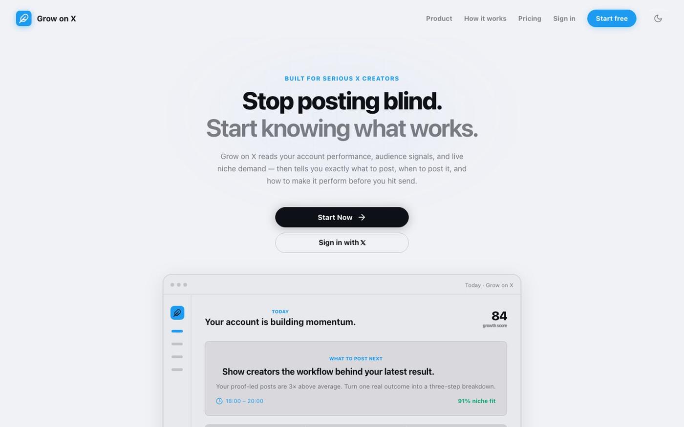Grow on X - Creator intelligence — screenshot