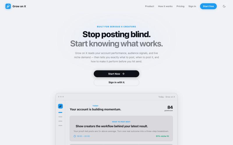 Grow on X - Creator intelligence — screenshot