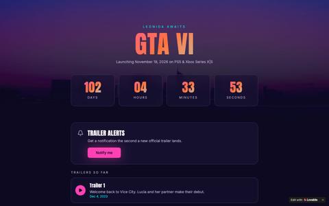 GTA 6 Countdown — Days Until Vice City Returns — screenshot