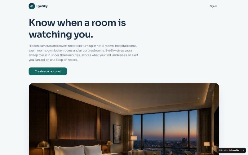 EyeSky — Catch Hidden Cameras & Recording Before They Catch You — screenshot
