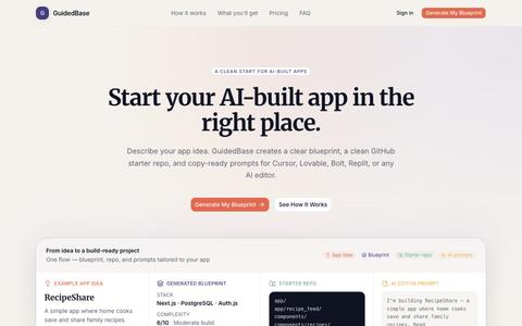 GuidedBase — Start your AI-built app in the right place. — screenshot