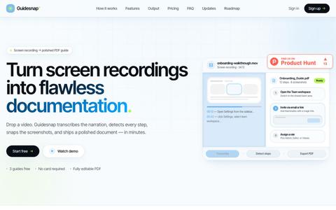 Guidesnap — Turn screen recordings into flawless documentation — screenshot