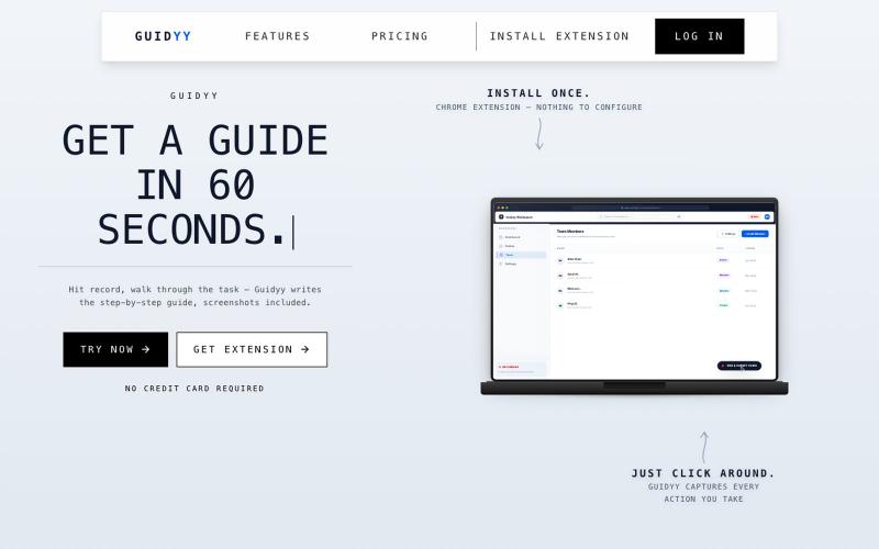 Guidyy — Turn Any Workflow Into a Step-by-Step Guide in 60 Seconds — screenshot