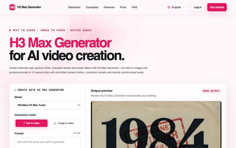 MiniMax H3 Max Generator – AI Video Maker with Audio — screenshot