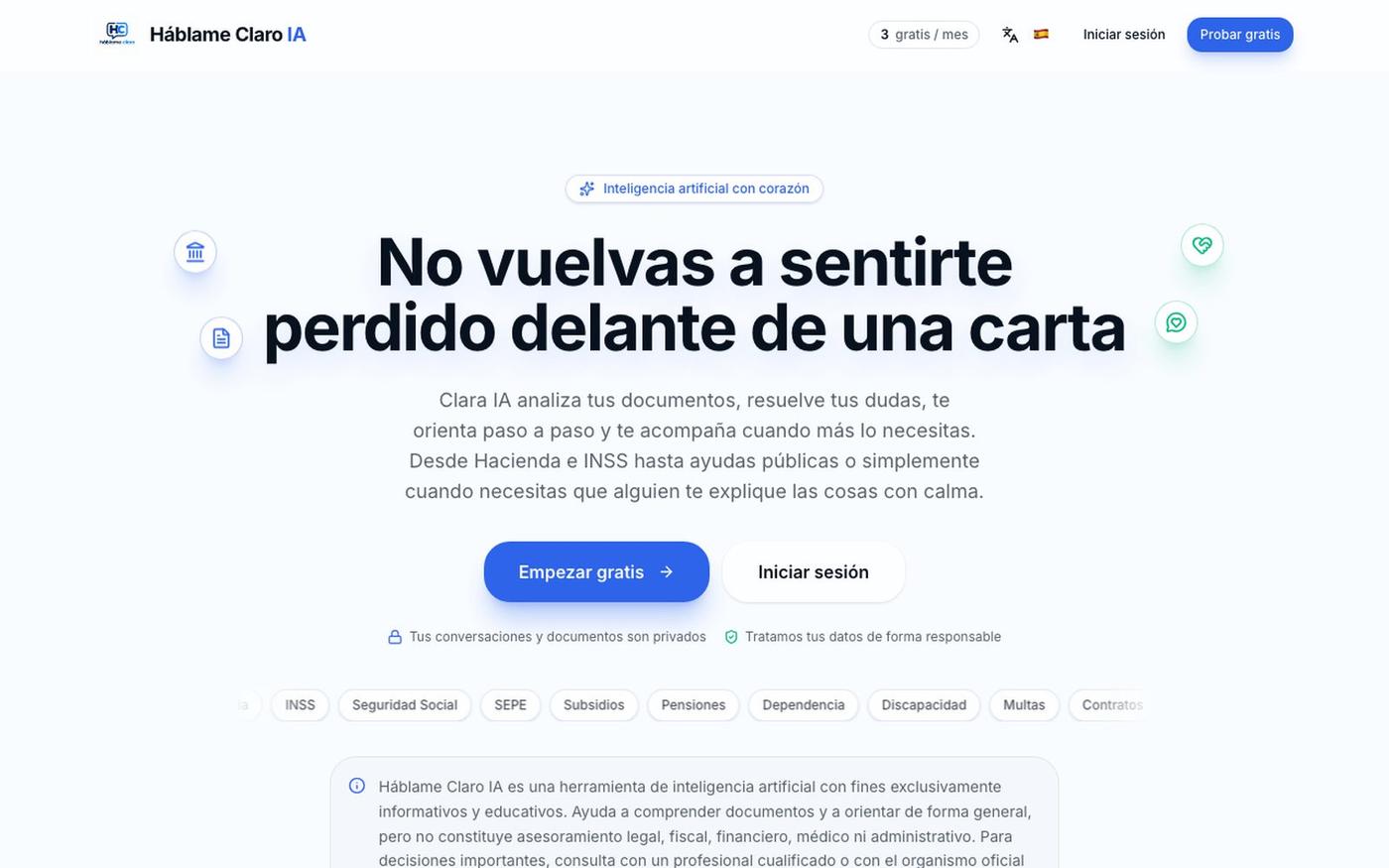 Entiende ayudas, prestaciones y trámites | Háblame Claro — screenshot