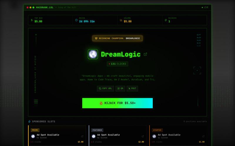 HackRank | Hijack The Top Spot — screenshot