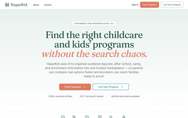 Trusted Childcare and Kids' Programs Marketplace | HappiKid — screenshot