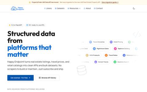 APIs & datasets for the platforms that matter | Happy Endpoint — screenshot