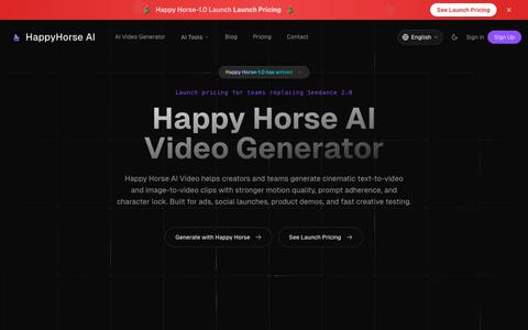 Happy Horse AI Video | AI Video Generator for Text to Video and Image to Video — screenshot