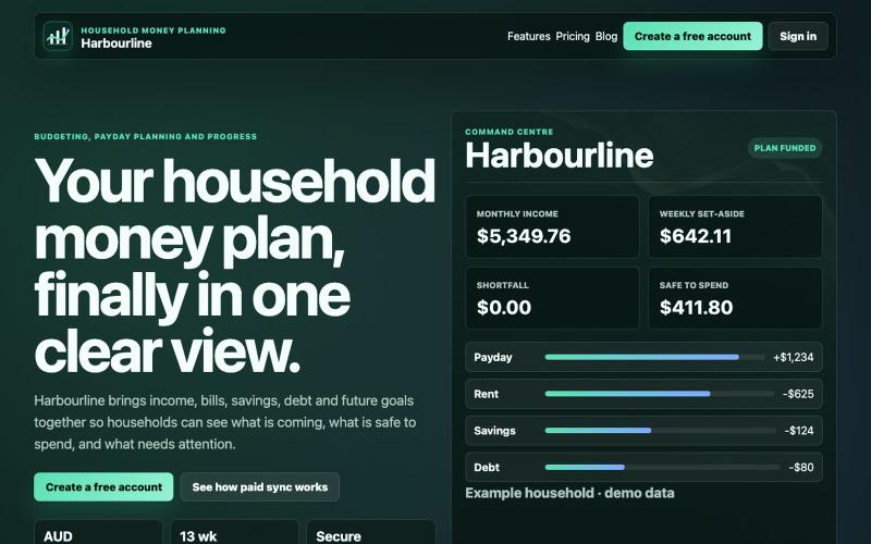Harbourline | Make payday feel predictable — screenshot