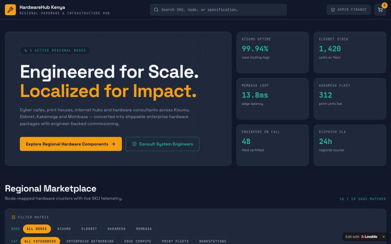 HardwareHub Kenya | Regional Enterprise Hardware Marketplace — screenshot