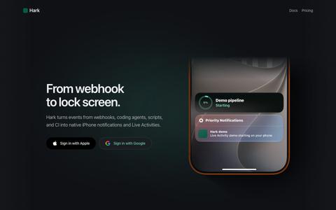 Hark — Webhooks to iPhone Notifications — screenshot