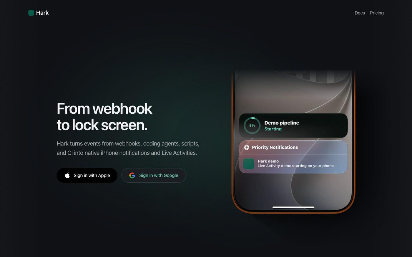 Hark — Webhooks to iPhone Notifications — screenshot