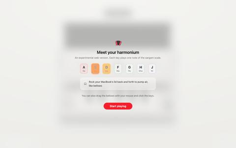 Mac Harmonium: Play a Harmonium Online with Your MacBook Lid — screenshot