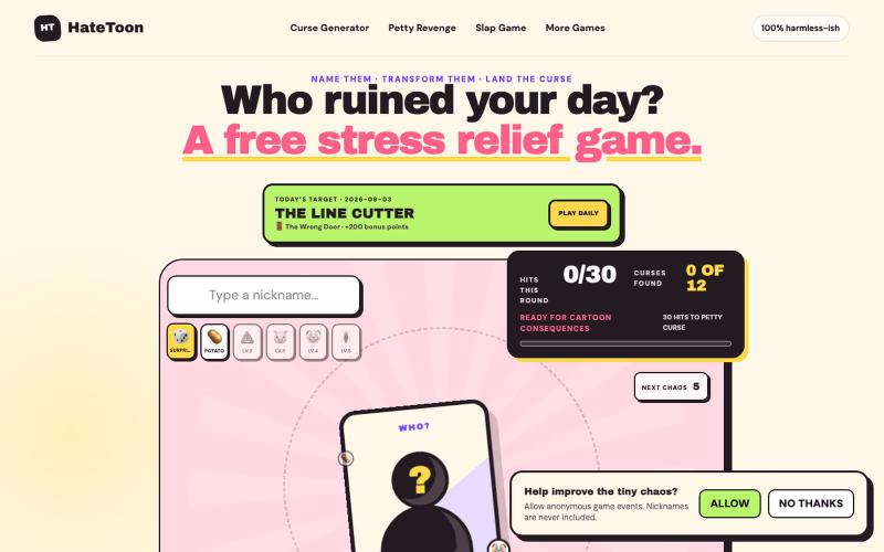 HateToon — A Free Stress Relief Game — screenshot