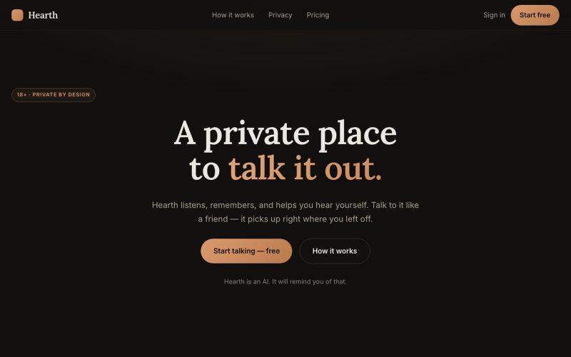Hearth — a private place to talk it out — screenshot